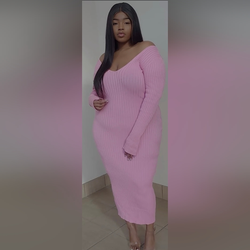 Fashion Nova Pink Long Sleeve Dress